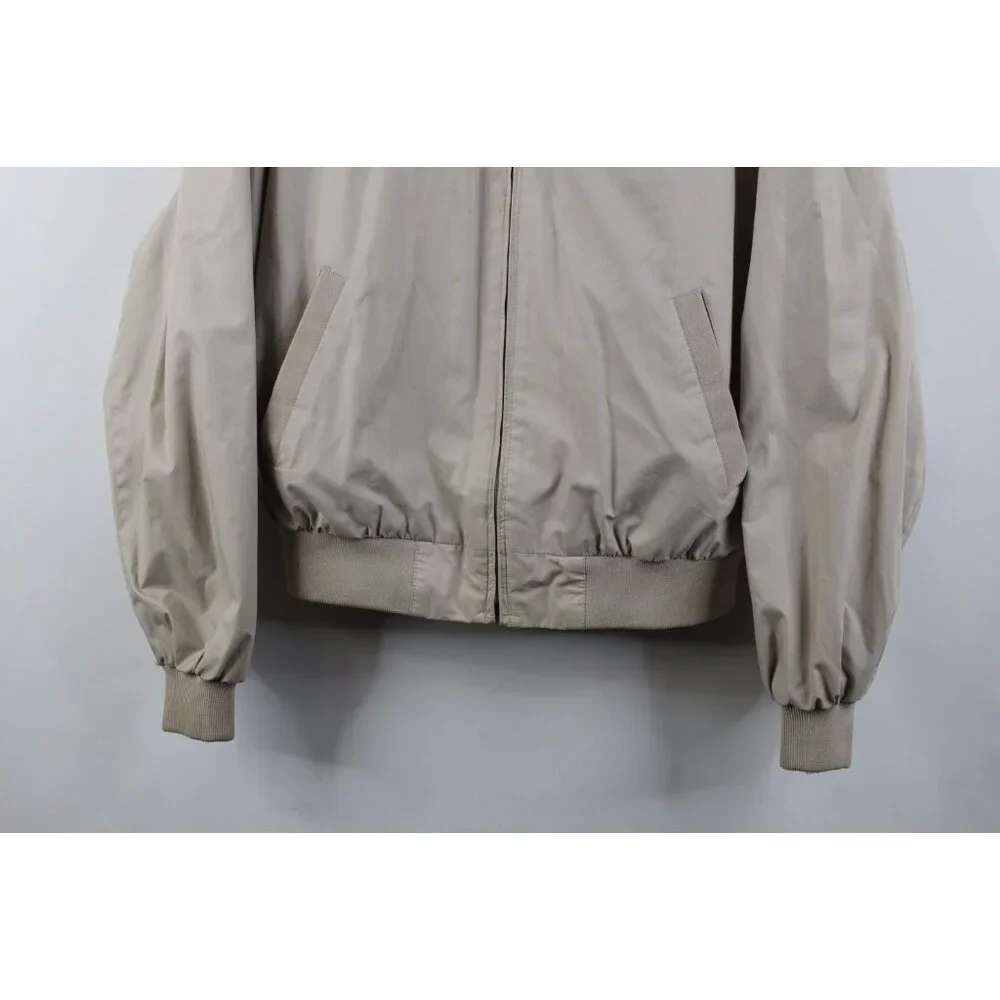 Vintage 80s 90s Streetwear Mens Large Full Zip Cafe Racer Bomber Jacket Beige - Picture 3 of 16